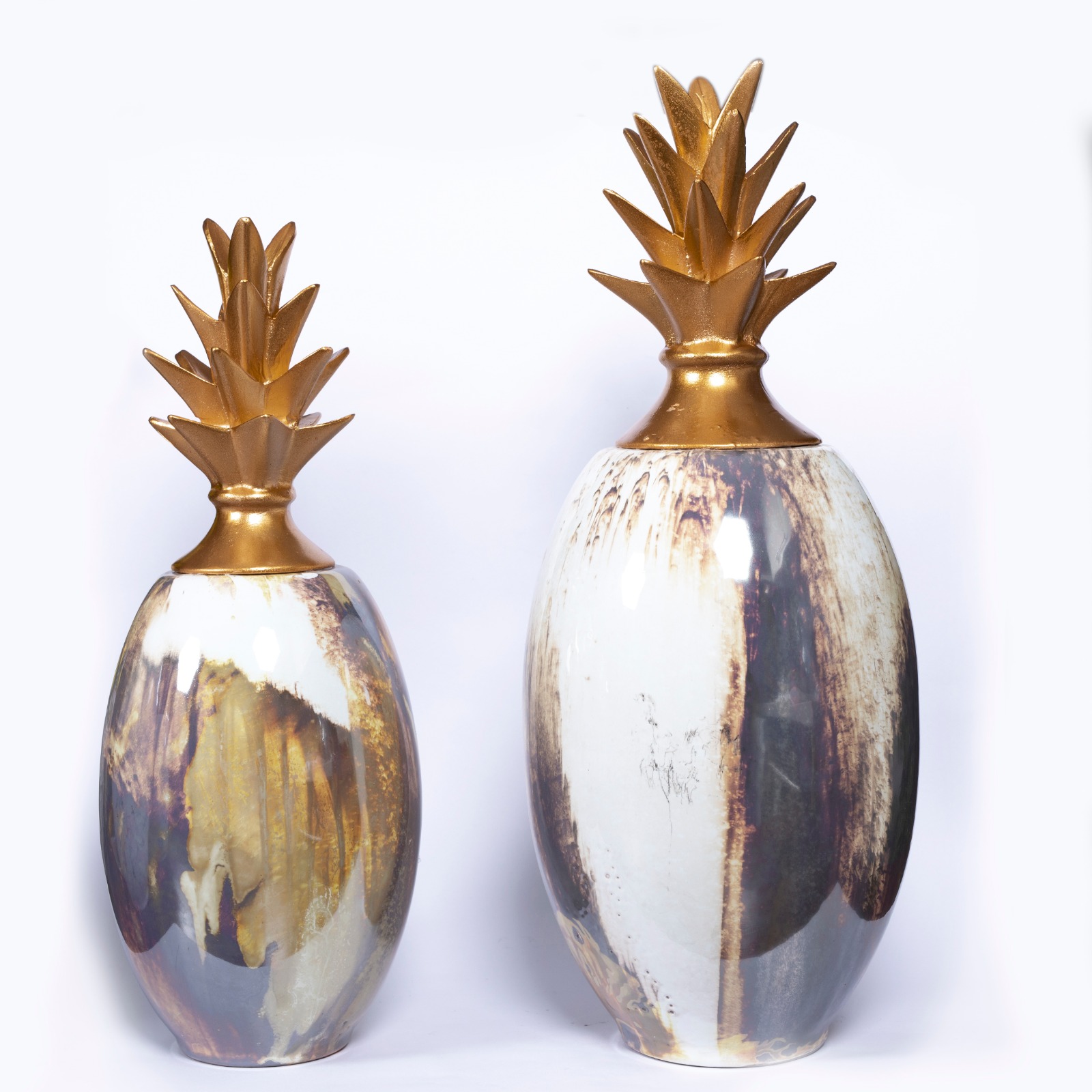 Bronz Gold Ananas Vazo Takımı